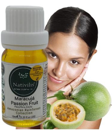 Nativilis Virgin Maracuja Passion Fruit Oil - (Passiflora Edulis) - Amazonian Rainforest Collection High Concentration Omega 6 - Sebum Regulating Properties Soothing on Skin Scalp - Copaiba Benefits