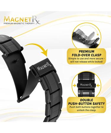MagnetRX Titanium Magnetic Bracelet - 3X Strength for Arthritis and Carpal Tunnel Pain Relief - Men's Magnetic Therapy Bracelet with Premium Clasp - Adjustable Length - Black - Buy Online on GoSupps.com