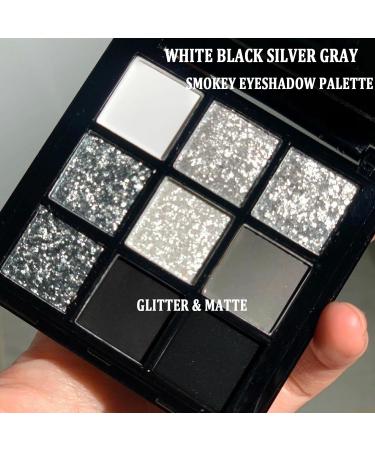 Palette de fards paupi res fum s 9 couleurs noir gris fonc palette de fards paupi res longue dur e imperm able hautement pigment e noir blanc argent palette pour femme avec miroir blanc/noir - Buy Online on GoSupps.com