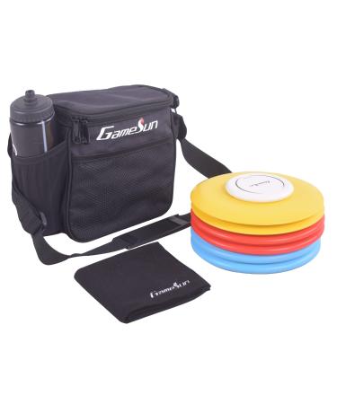 Gamesun Disc Golf Set with 6 Discs and Mini Disc,Starter Disc Golf Bag,Towel Black
