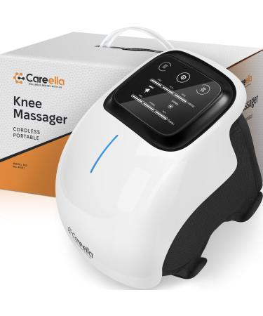 Careella Wireless Knee Massager with Heat and Red Light - Knee Heating Pad for Knee Pain - Vibration Knee Pain Relief - Heating Pad for Knees - Portable & Easy-to-Use Knee Therapy Equipment Large White