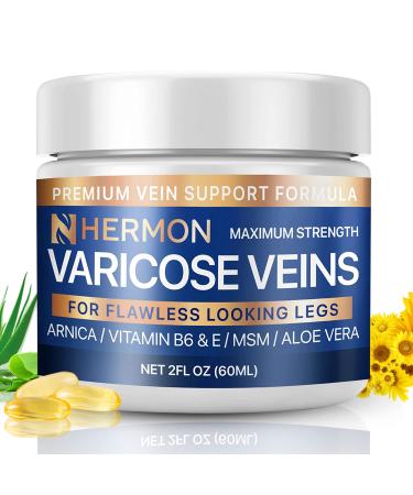 Hermon Varicose Veins Cream  Varicose Veins Treatment for Legs  Spider Vein Treatment for Legs  Natural Soothing Leg Varicose & Spider Veins Treatment Cream  Varicose Veins Cream for Pain Relief 2 Oz