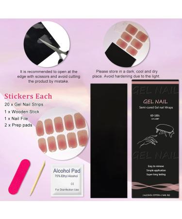 20Pcs Semi Cured Gel Nail Strips Soft Self-Adhesive Gel Nail Stickers Long-Lasting Waterproof Gel Nail Polish Wraps Salon-Quality Manicure Set for Women Girls Kids DIY Decorations - Blush Shimmer - Buy Online on GoSupps.com