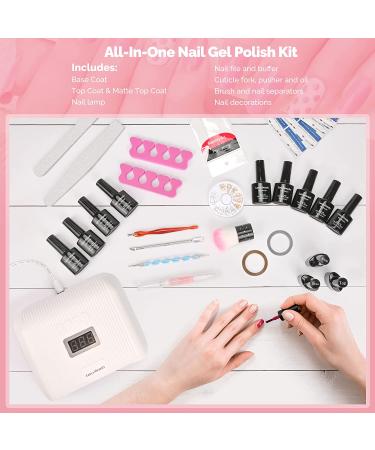 EasyinBeauty Gel Nail Polish Kit with 48W UV/LED Lamp - 9 Colors, Manicure Tools, Base and Top Coat - Caramel Gift Set for Women - Buy Online on GoSupps.com