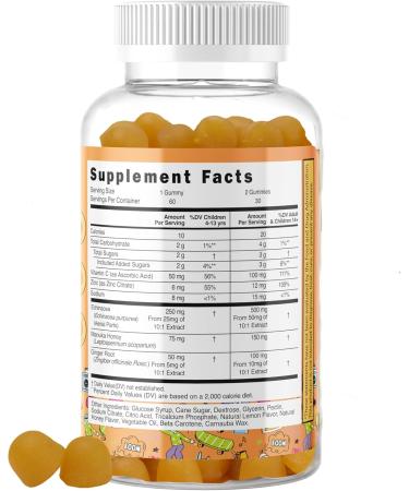 Generic 5-in-1 Kid's Immune Support Gummy Manuka Honey Vitamin C Zinc Echinacea Ginger Gummy Supplement Essential Immune Support Gummies for Daily Use Natural Citrus Flavored - 60 Count - Buy Online on GoSupps.com