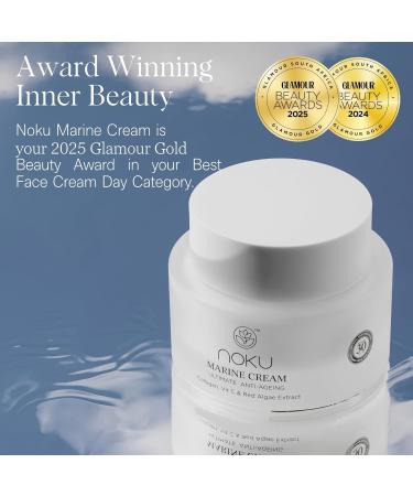Noku Marine Cream EWG VERIFIED UltraHydrating Anti-Aging Moisturizer for Men & Women with Red Algae Vegan Collagen & Argireline Peptides | 50 ml | Vegan Cruelty-Free Award-Winning Formula 1.7 Fl Oz (Pack of 1) - Buy Online on GoSupps.com
