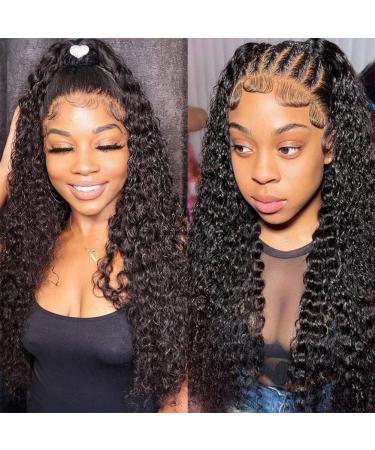 ARIETIS 24 Inch Deep Wave HD Lace Front Human Hair Wig for Black Women - Brazilian Deep Curly, Pre Plucked, 180% Density - 24 Natural Hairline with Baby Hair - Buy Online on GoSupps.com
