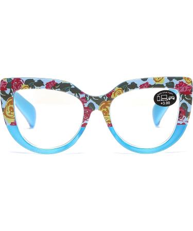 100 Classic Floral Oversized Cat Eye Blue Light Glasses for Women - Anti-Glare Reading Glasses - 3-Pack Spring Hinges - Stylish 3.0x Magnification - Buy Online on GoSupps.com
