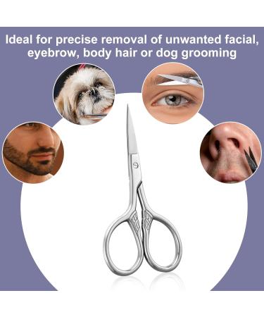 JIEYAO Small Eyebrow Scissors with PU Sheath Professional Grooming Scissors Moustache Scissors Facial Hair Scissors Straight Tip Stainless Steel Nose Hair Scissors for Men Women - Buy Online on GoSupps.com