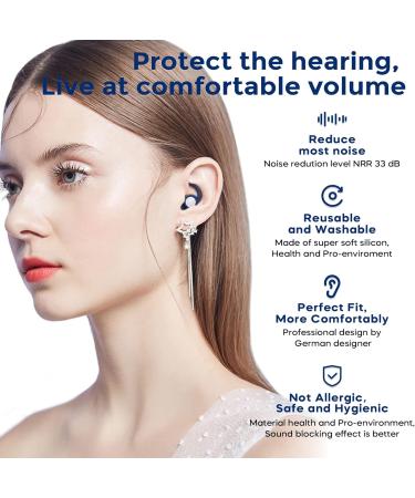 BUENSUENO Silicone Reusable Ear Plugs for Sleeping - 2 Pairs Noise Cancelling Earplugs for Sleep, Flights, Snoring - Royal Blue - Buy Online on GoSupps.com