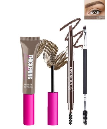 Tinted Brow Gel Kit-1 Taupe Tinted Eyebrow Mascara Gel & 1 Eyebrow Pencil Dark Brown Waterproof Thickening Long Lasting Transfer-Proof Brow Glue Fill Shaping Eyebrow with Brow Tool & Brush-Set 1 Set 1 Taupe