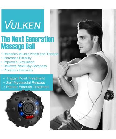 Vulken Acuspher Massage Ball - High Intensity 4-Speed Muscle Relief & Plantar Fasciitis Treatment | Myofascial Relaxation & Foot Massage Roller (Black) - Buy Online on GoSupps.com