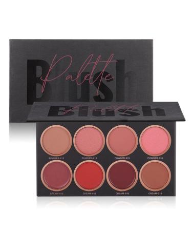 8 Colors Blush Palette Shimmer & Matte Blush/Highlighter Face Palette Highlight Cream Blush Makeup Palette