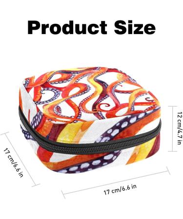 Watercolor Octopus Menstruation Pad Bag with Zipper | Women's Tampon & Napkin Bag | Stylish Collective Bags for Girls - Buy Online on GoSupps.com