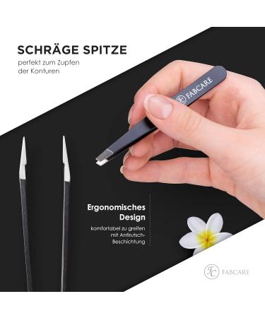 Plucking Fabcare Eyebrow Tweezers with Anti-Slide Coating | Professional Gimmick Tweezers & Etui for Precision Grooming - Buy Online on GoSupps.com