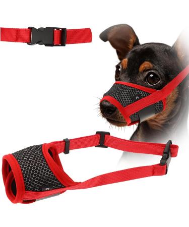 Shop Wllhyf Soft Nylon Dog Muzzle | Breathable & Comfortable Biting Chew Prevention | Adjustable Muzzle for Small Dogs (Red M) - Buy Online on GoSupps.com