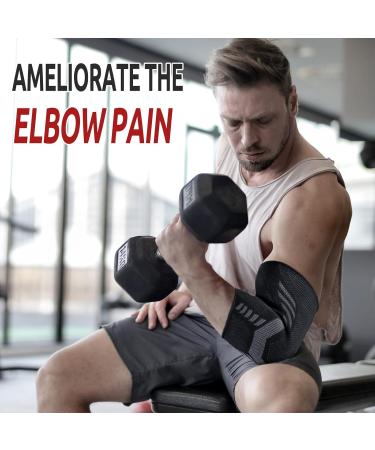 Elbow Compression Sleeve (1 Pair) - Support for Tendonitis Tennis Elbow & Weightlifting - Large Black Brace for Bursitis & Golfer's Elbow - Buy Online on GoSupps.com