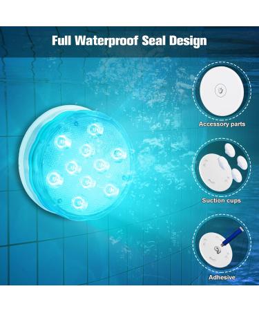Pool Lights Shower Light Pond Lights Rechargeable Submersible LED Lights Spa Lights for Hot Tub LED Pool Light for Above Ground Pool Decorations Outdoor Waterproof 1 Pack 3.3'' - Buy Online on GoSupps.com