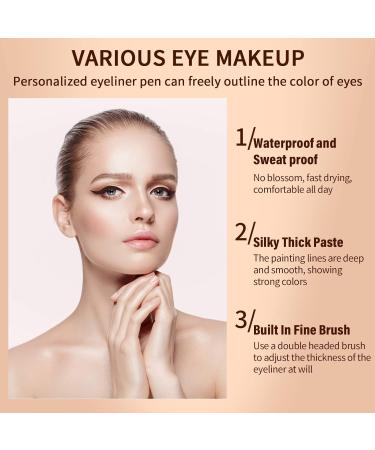 Focenat 2 Colors Gel Eyeliner Waterproof Long Lasting Cream Eyeliner Gel Smudge-Resistant Eyeliner Eyeliner Cream Makeup Eyeliner Gel with 2 Eyeliner Brushes Black and Brown - Buy Online on GoSupps.com