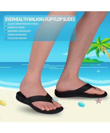 Everhealth Men's Arch Support Flip Flops - Orthotic Sandals for Comfortable Walking - Black, Size 9 - Buy Online on GoSupps.com
