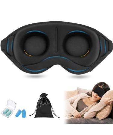 Eye Mask for Sleeping Men Sleep Mask Blackout iDOMi Women Weighted Eye Mask Travel Sleep Mask Side Sleeper Blindfold Eye Pillow Soft Black Eyemask