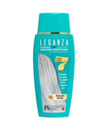 Leganza Hair Coloring Conditioner Natural Balm Color Platinum Blonde N 90 | Enriched with 7 Natural Oils | Ammonia PPD and Paraben Free | 150 ml 90 Platinum Blonde