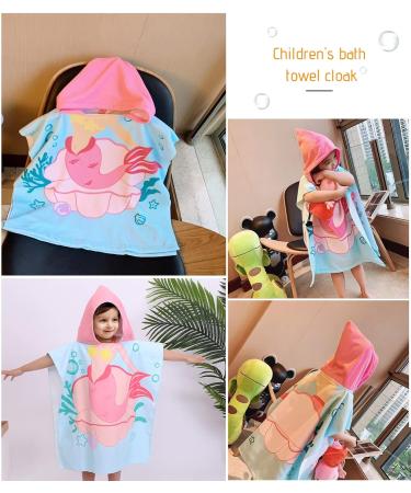 Supgomax Mermaid Hooded Bathing Poncho | Cartoon Children's Beach Towel | Absorbent Baby Bath Towel for Swimming & Shower - Buy Online on GoSupps.com