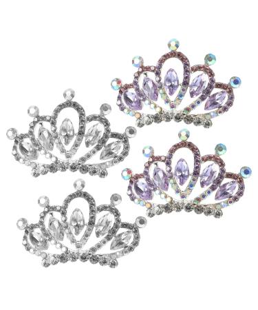 FRCOLOR Set of 4 Princess Tiara Crown Comb Rhinestone Tiara Hair Comb Mini Crystal Hair Clip Rhinestone Crown Hair Comb Hair Accessories for Girls