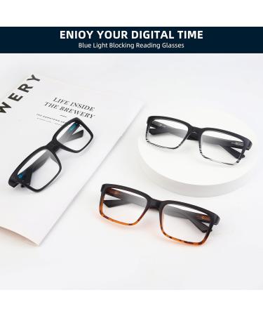 JM Reading Glasses for Men - 3 Pack Retro Blue Light & Magnifying Glasses Spring Hinge 2.0x Magnification - Buy Online on GoSupps.com