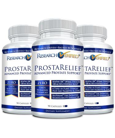 Research Verified Prosta Relief - Saw Palmetto and Bioperine - Prostate Health Bladder & Urinary Health Drive and Performance Pure Natural 90 Capsules (3 Month Supply)