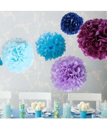 25PCS Paper Pom Poms for DIY Crafts - Blue Mix Tissue Paper Flowers for Baby Shower, Wedding, Birthday, and Christmas Home Decor - Buy Online on GoSupps.com