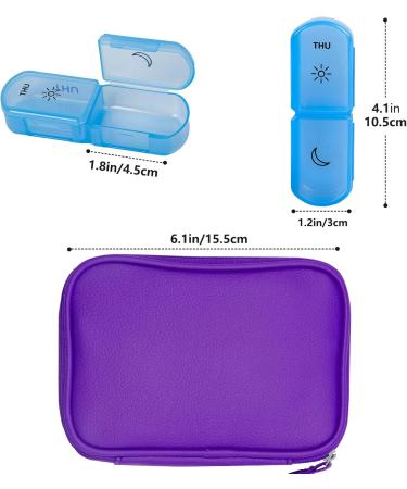 Extra Large Weekly Pill Bag - AM PM Pill Box for Vitamins Medication & Supplements | 7-Day Storage Case (Purple - Buy Online on GoSupps.com