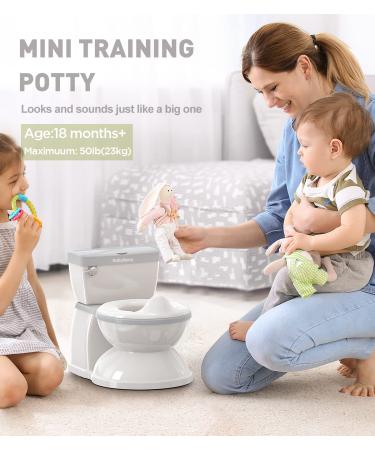 BabyBond Potty Training Toilet | Realistic Flushing Sound | Removable Pot | Toddler Seat with Storage Tank | Ages 1-3 | White/Grey - Buy Online on GoSupps.com