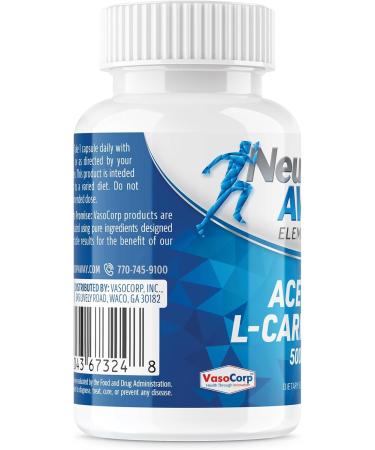 NeuropAWAY Elements Acetyl L-Carnitine 500mg 60ct Capsules (60 500mg Capsules Per Bottle) Veggie Caps Third Party Tested Made in USA - Buy Online on GoSupps.com
