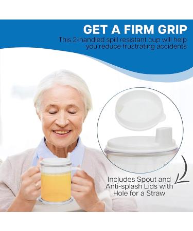 JIAHG Leak-Proof Soil Drinking Cups for Seniors | Beak Cups with Handles for Adults | Special Aid for Care | White Two-Handled Batch Cups - Buy Online on GoSupps.com