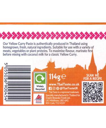 Thai Taste Yellow Curry Paste 114g Pack of 3 with World Food Shop Scoop - Authentic Thai Flavour for Delicious Curries - Perfect Blend of Spices and Aromatics - Buy Online on GoSupps.com