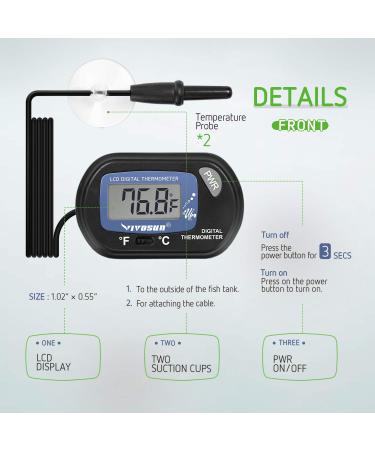 VIVOSUN 4-Pack LCD Digital Aquarium Thermometer with Suction Cup - Accurate Water Temperature for Fish Tank, Terrariums, and Turtles - Buy Online on GoSupps.com