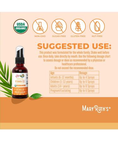 MaryRuth Organics Vitamin D USDA Organic | VIT D3 Liquid | Sugar Free | Liquid VIT D Spray Immune Support for Adults & Kids | Bone Health| Vegan | Gluten Free | Non-GMO | 30 Servings - Buy Online on GoSupps.com