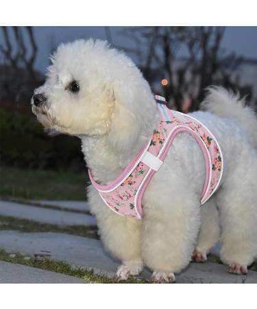 Buy Heele Anti-Pull Dog Harness for Small Dogs - Breathable Adjustable Reflective Soft & Safe - Flower Pink | International Shipping Available - Buy Online on GoSupps.com
