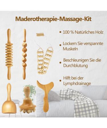 6 in 1 Maderotherapy Set - Anti-Cellulite Wood Massage Device & Lymphatic Drainage Tools for Stress Relief - Buy Online on GoSupps.com