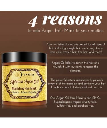Feriha Moroccan Argan Oil Hair Mask 17.6 Fl Oz | Salon Quality Treatment with Aloe Vera Extracts for Visible Results - Buy Online on GoSupps.com