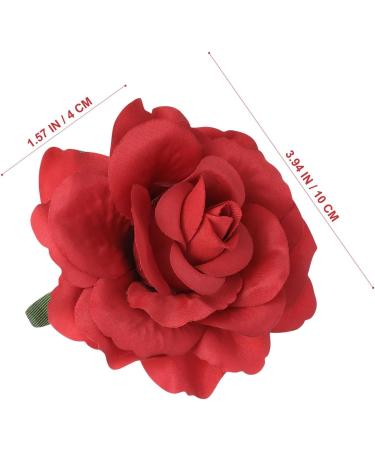 minkissy Red Flower Hair Clip Red Rose Hair Clip Wedding Rose Hair Clip Fabric Flower Brooch Pin Flower Hairpin Flamenco for Wedding Women (Dark Red) - Buy Online on GoSupps.com