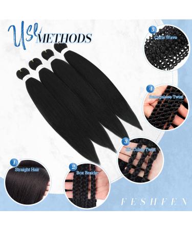 Feshfen Pre-Stretched 65cm Braiding Hair Extensions - Yaki Texture Synthetic - 4 Pack Red Blonde (27#) for Effortless Braids - Buy Online on GoSupps.com