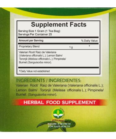 Nerviosan Calming Herbal Blend with Valerian Root, Lemon Balm, and Burnet - 25 Tea Bags, All Natural Valeriana, Toronjil, and Pimpinela Herbs from Peru - Buy Online on GoSupps.com