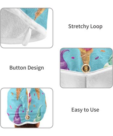 Super Absorbent Colored Ice Cream Hair Towels - 2 Pack Quick Dry Hair Turbans for Women & Girls - Buy Online on GoSupps.com