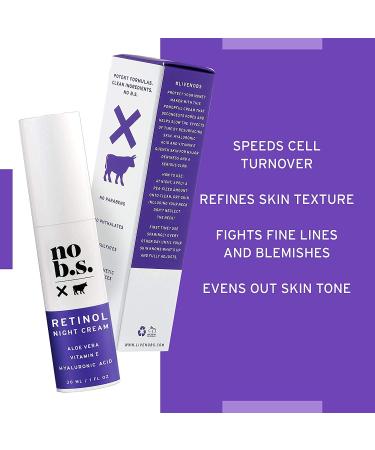 Retinol Night Cream with Hyaluronic Acid & Vitamin E - Vegan Wrinkle & Spot Treatment - 1.01 Fl Oz - Buy Online on GoSupps.com