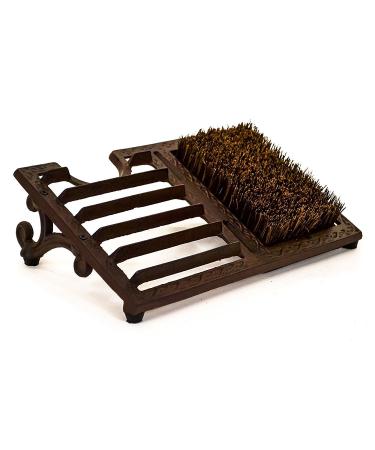 Garden Mile Rustic 3 in 1 Brown Wellington Boot Scraper with Brush and Boot Jack - Vintage Cast Iron Ornate Dirty Remover Tools - Ideal for Indoor Outdoor Boot and Shoe Cleaner Footwear Accessories