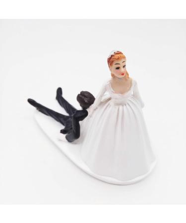 SCHOLMART Wedding Cake Toppers Bride and Groom Funny Bride Dragging Groom Cake Topper Cake Topper Wedding Bride and Groom Wedding Cake Toppers Reluctant Groom Figurines (Reluctant Groom) - Buy Online on GoSupps.com