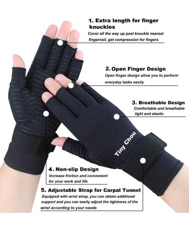Copper Compression Gloves for Arthritis Pain Relief - 2 Pairs (Large/X-Large) - Hand Support for Carpal Tunnel, Joint Swelling, Rheumatoid - Fingerless Design for Typing - Men and Women - Buy Online on GoSupps.com