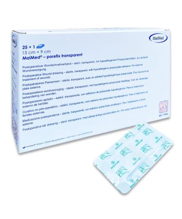 69Care wound paving sterile waterproof 15 x 9 cm - transparent plaster sensitive self -adhesive - wound association for external coverage of injuries - individually packed 25 pieces 15x9 cm transparent wound pavement sterile